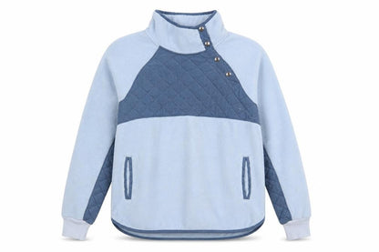 Abercrombie & Fitch Women Blue Quilted Fleece Pullover Sweatshirt L