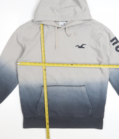Hollister Men’s Grey Pullover Hoodie M Ombre Logo Sweatshirt