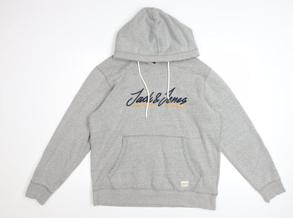 Jack & Jones Mens Grey XL Pullover Hoodie Sweatshirt