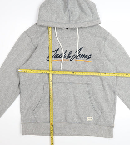 Jack & Jones Mens Grey XL Pullover Hoodie Sweatshirt