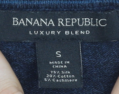 Banana Republic Men's Blue Silk Cotton Cashmere V-Neck Jumper S