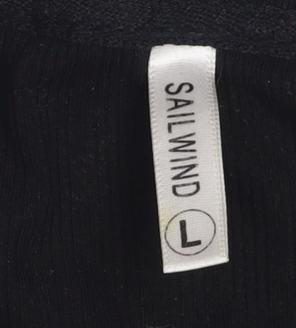 Sailwind Men's Black Short Sleeve Zip Polo Shirt Size L