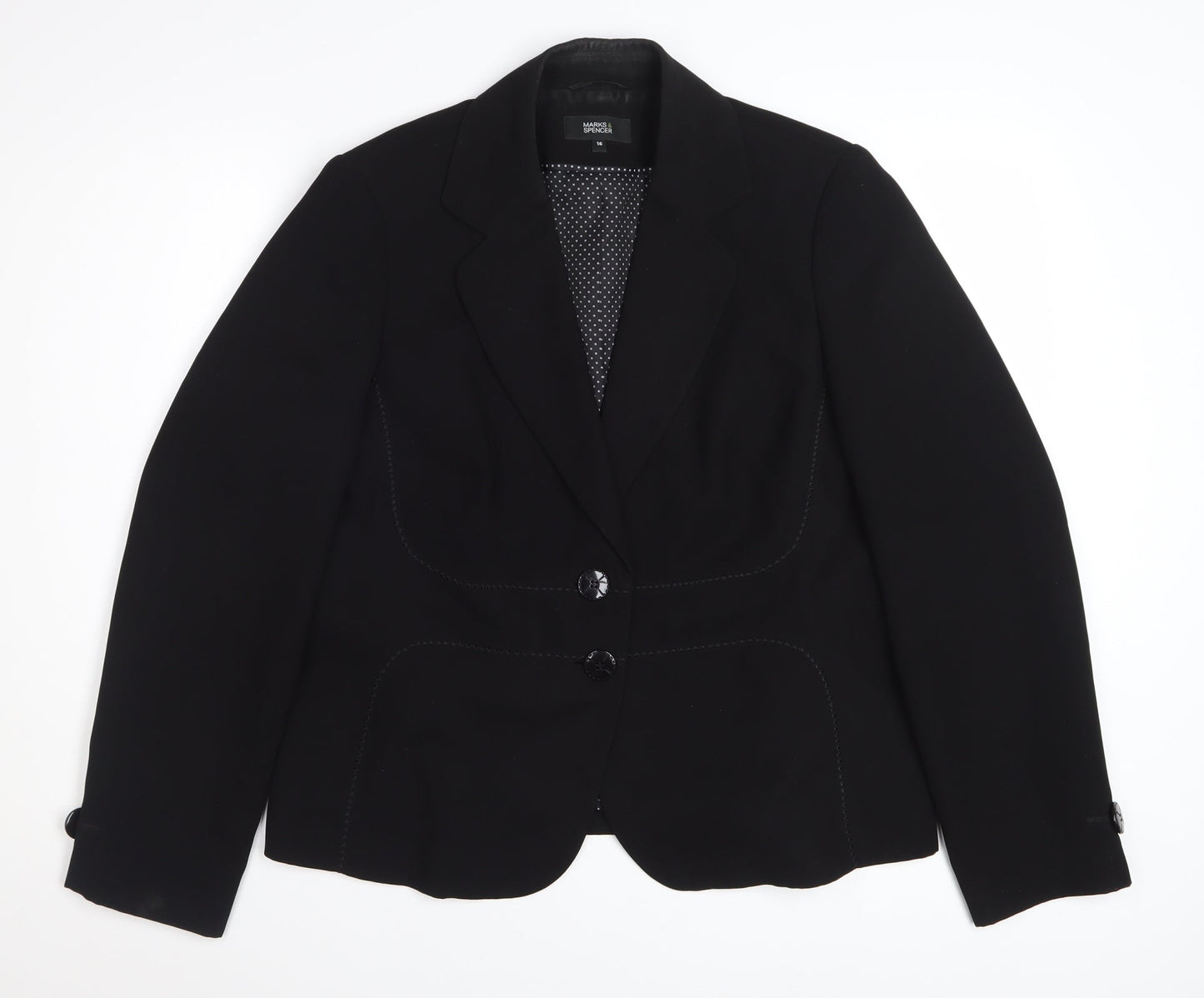 Marks and Spencer Women's Black Size 16 Tailored Blazer Jacket