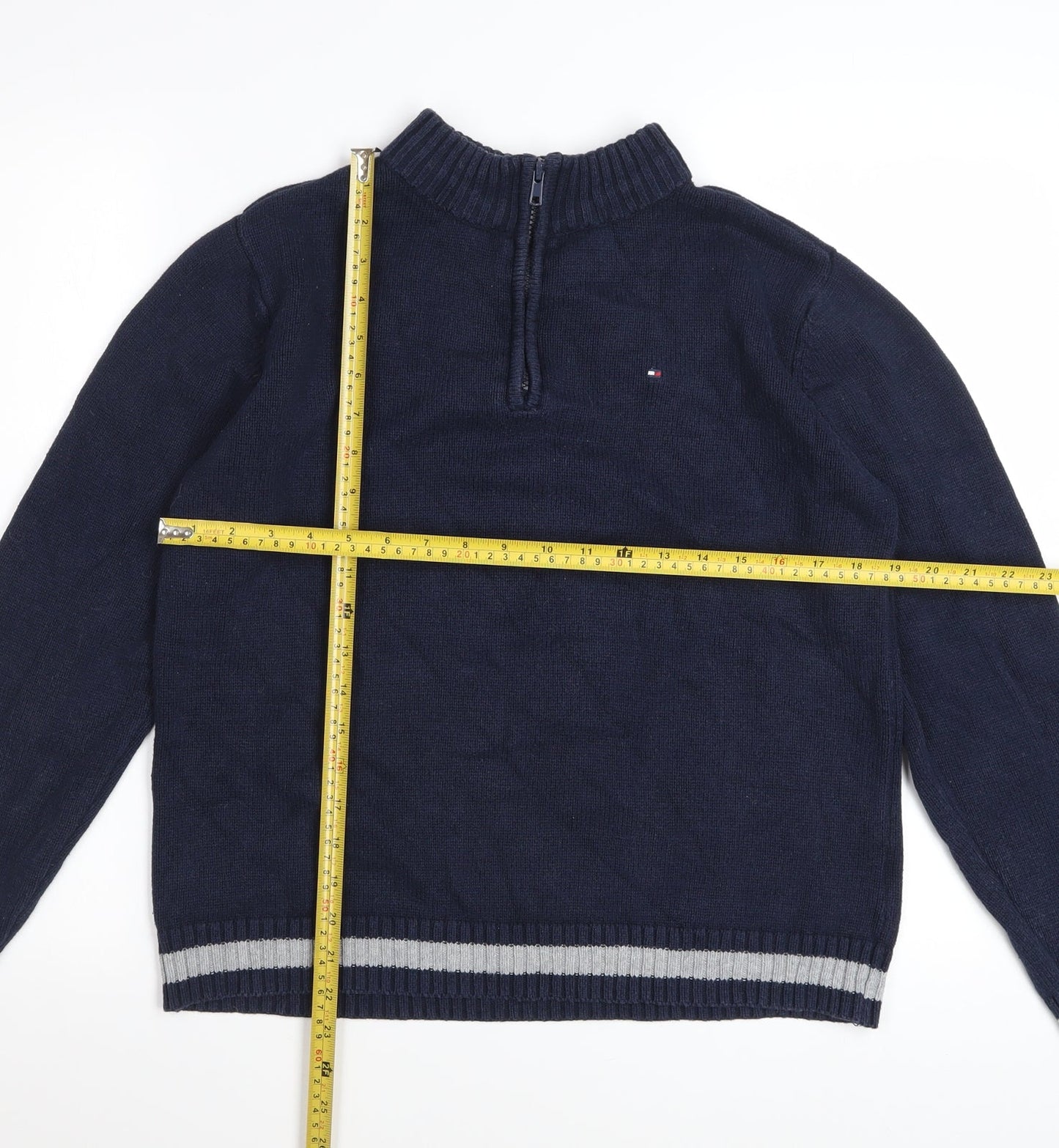 Tommy Hilfiger Boys Blue 12-14 Years Cotton 1/4 Zip High Neck Jumper