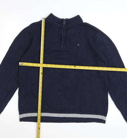 Tommy Hilfiger Boys Blue 12-14 Years Cotton 1/4 Zip High Neck Jumper