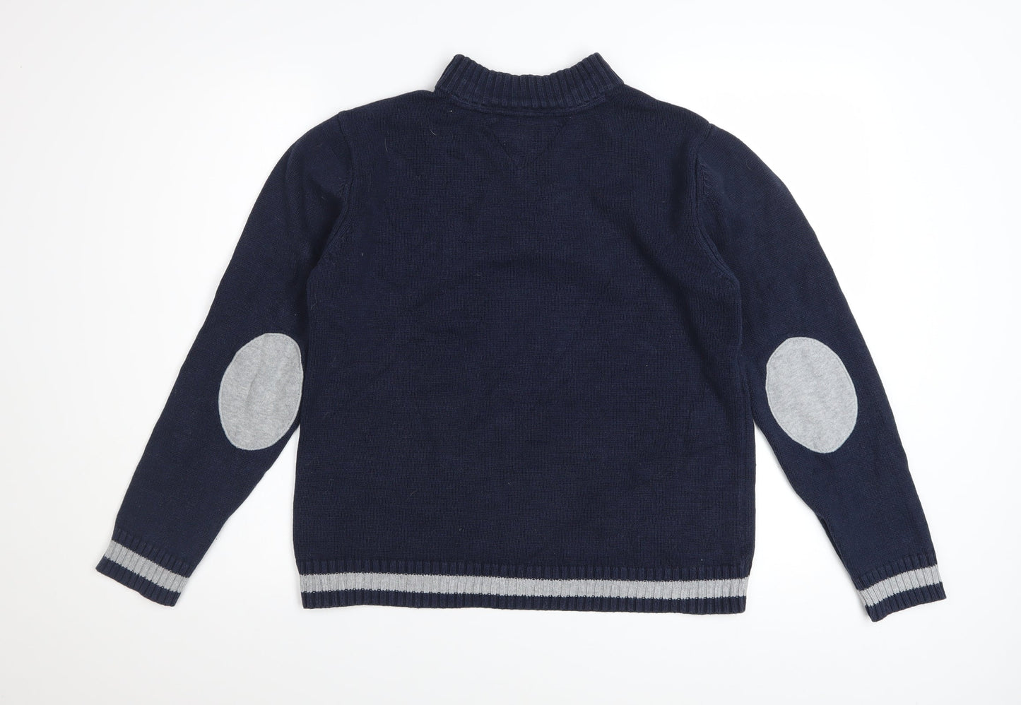 Tommy Hilfiger Boys Blue 12-14 Years Cotton 1/4 Zip High Neck Jumper