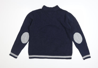 Tommy Hilfiger Boys Blue 12-14 Years Cotton 1/4 Zip High Neck Jumper