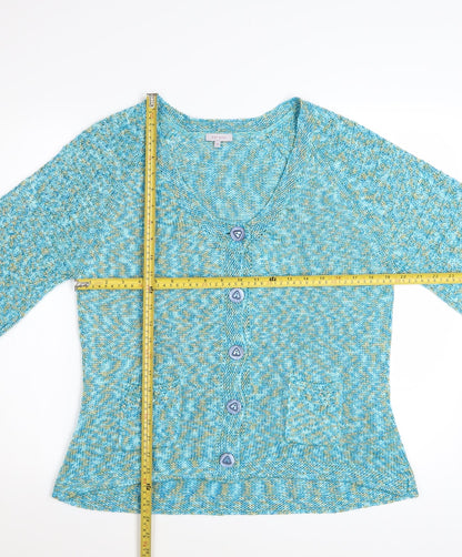 Marks and Spencer Per Una Women's Blue V-Neck Knit Cardigan XL