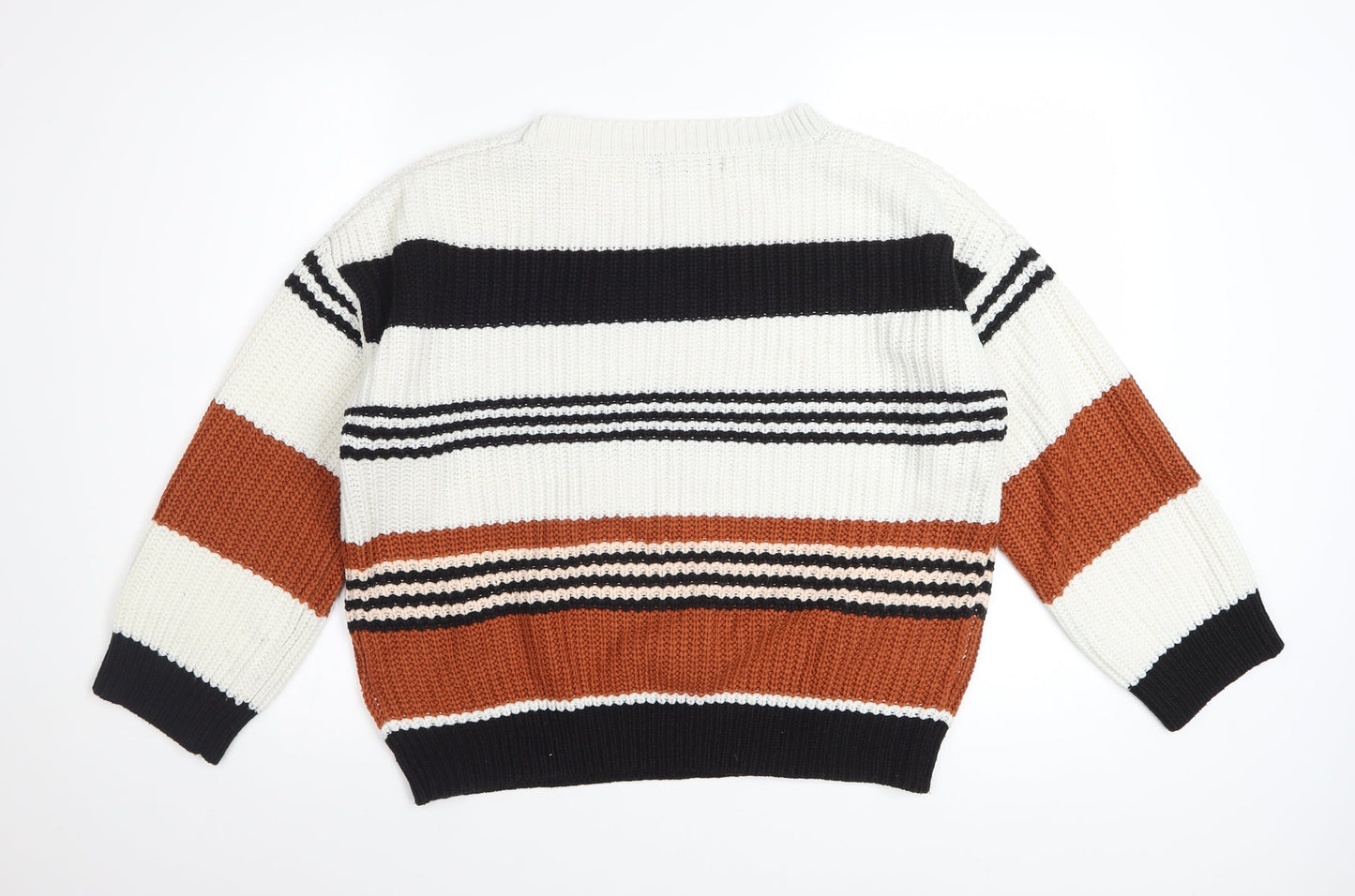 Zesica Women's Multicoloured Striped Knit Pullover Jumper M