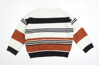 Zesica Women's Multicoloured Striped Knit Pullover Jumper M