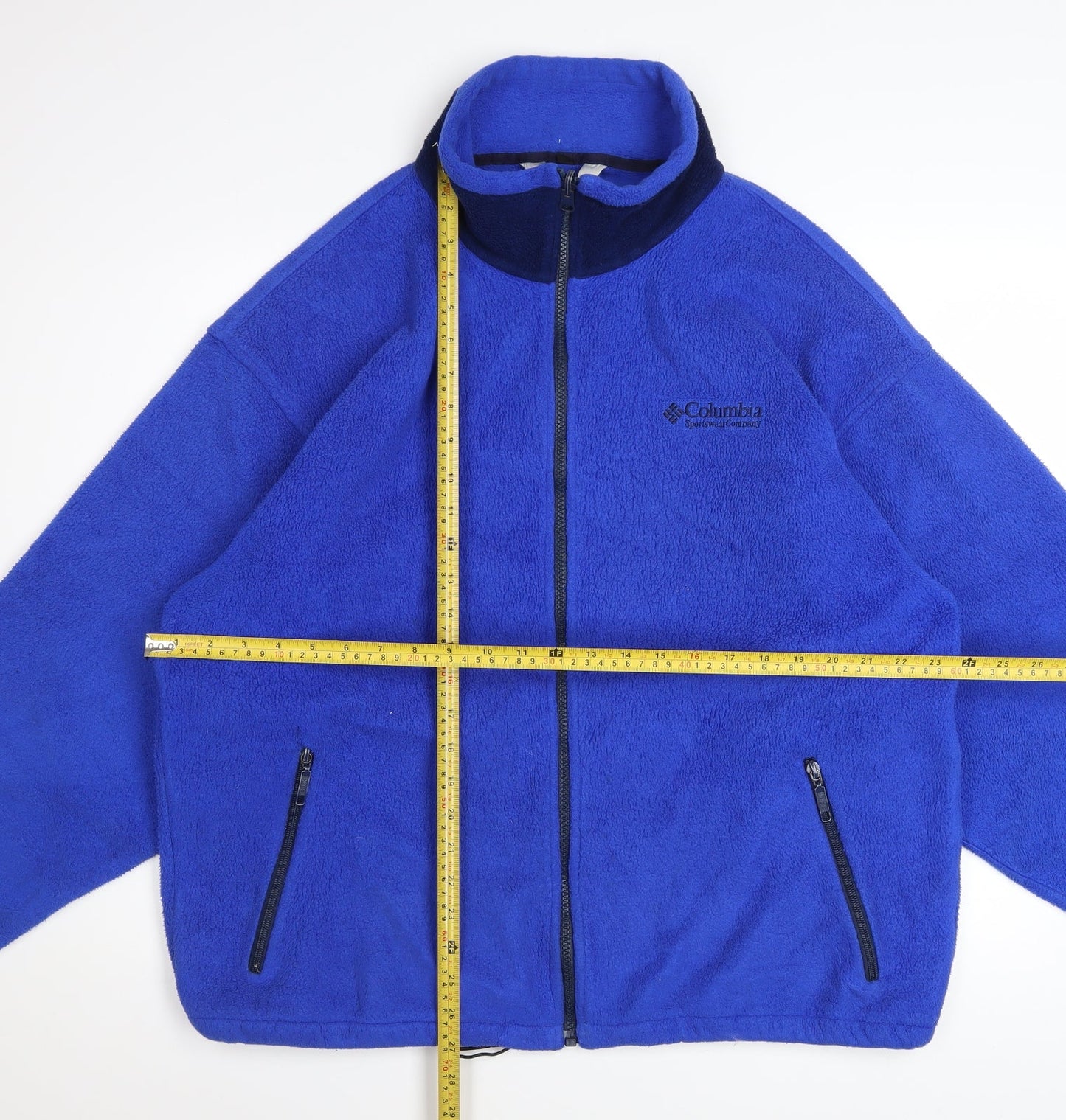 Columbia Mens Blue Fleece Full Zip Jacket Size L Outdoor Warm
