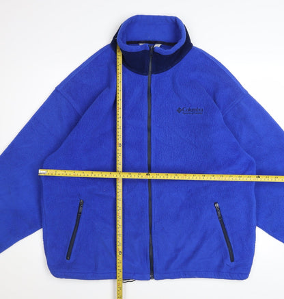 Columbia Mens Blue Fleece Full Zip Jacket Size L Outdoor Warm