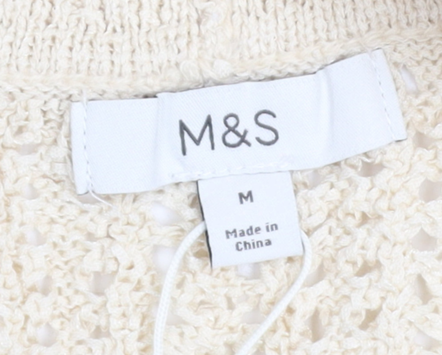 Marks and Spencer Women Beige Open Knit Cardigan M