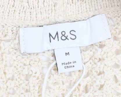 Marks and Spencer Women Beige Open Knit Cardigan M