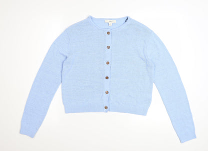 Marks and Spencer Women Blue Knit Cardigan Small Long Sleeve