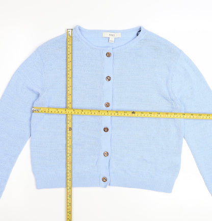 Marks and Spencer Women Blue Knit Cardigan Small Long Sleeve