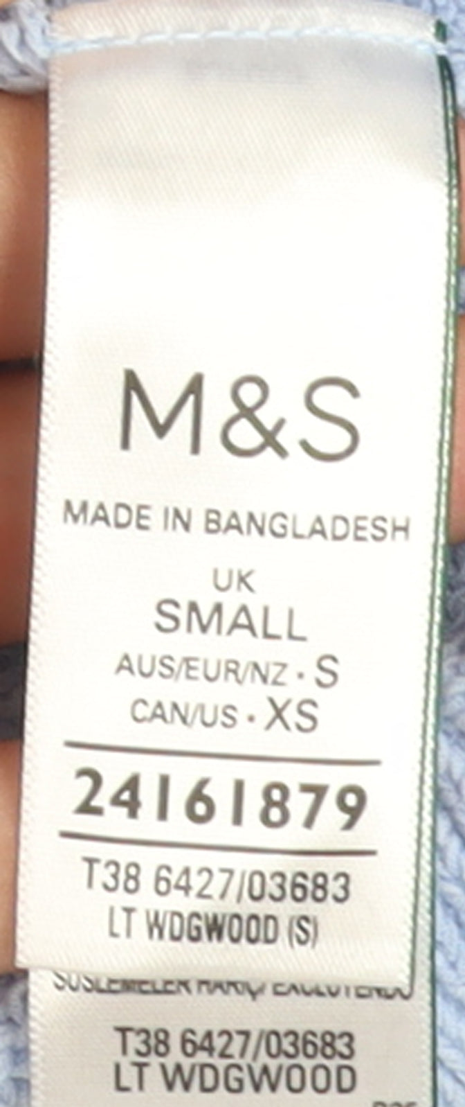 Marks and Spencer Women Blue Knit Cardigan Small Long Sleeve