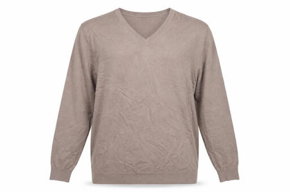 Marks and Spencer Men’s Beige 2XL V-Neck Merino Wool Jumper