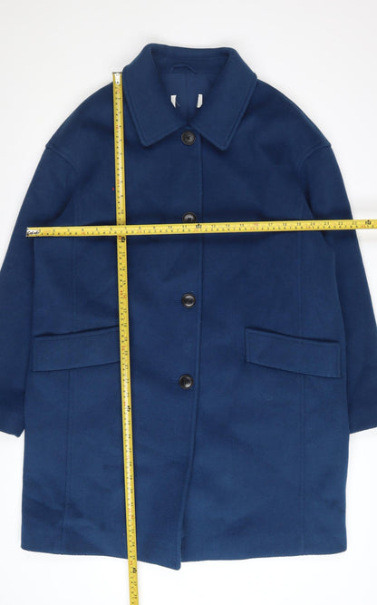 Marks and Spencer Women's Blue Mid-Length Overcoat Size 14