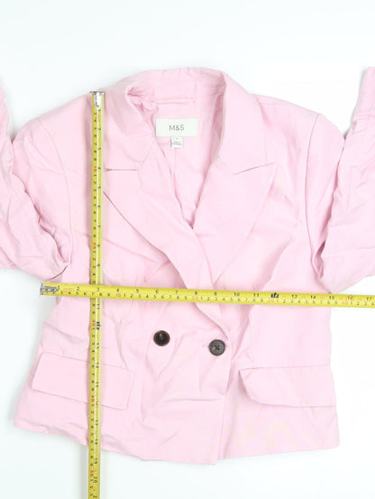 Marks and Spencer Women's Pink Blazer Size 6 Linen Mix