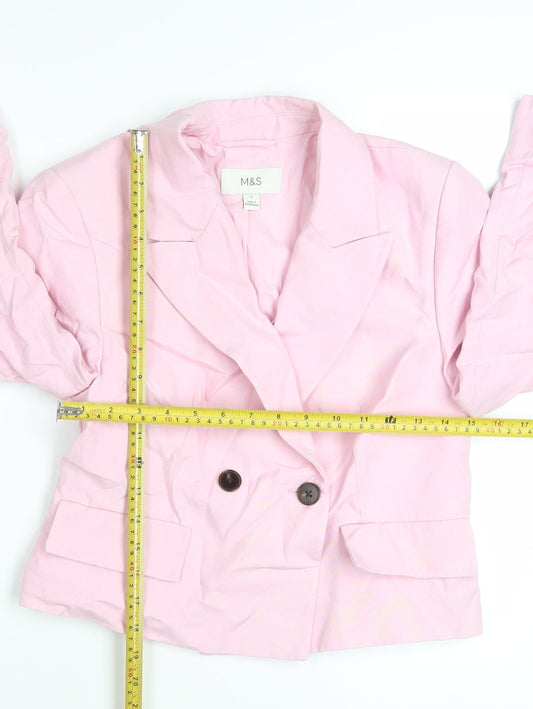 Marks and Spencer Women's Pink Blazer Size 6 Linen Mix