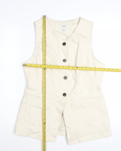 Marks and Spencer Women Beige Sleeveless Tunic Blouse Size 14