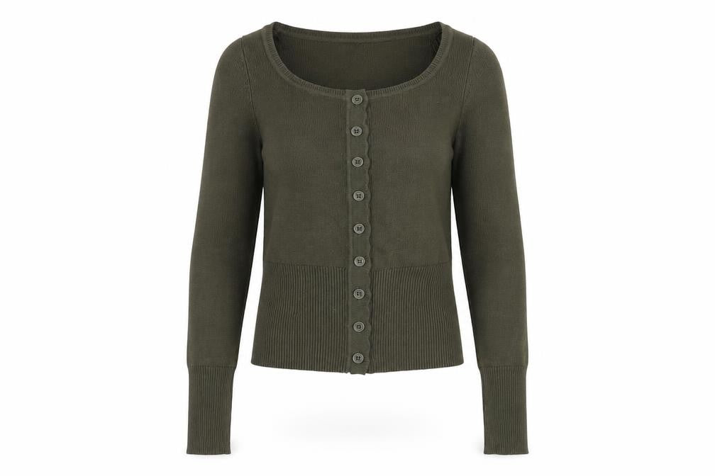 Marks & Spencer Women’s Green XS Scoop Neck Button Cardigan