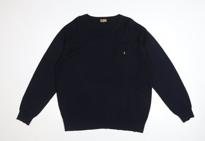 Gabicci Men’s Blue 2XL Crew Neck Cotton Acrylic Knit Jumper