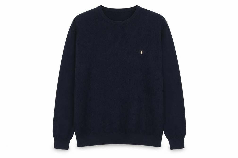 Gabicci Men’s Blue 2XL Crew Neck Cotton Acrylic Knit Jumper