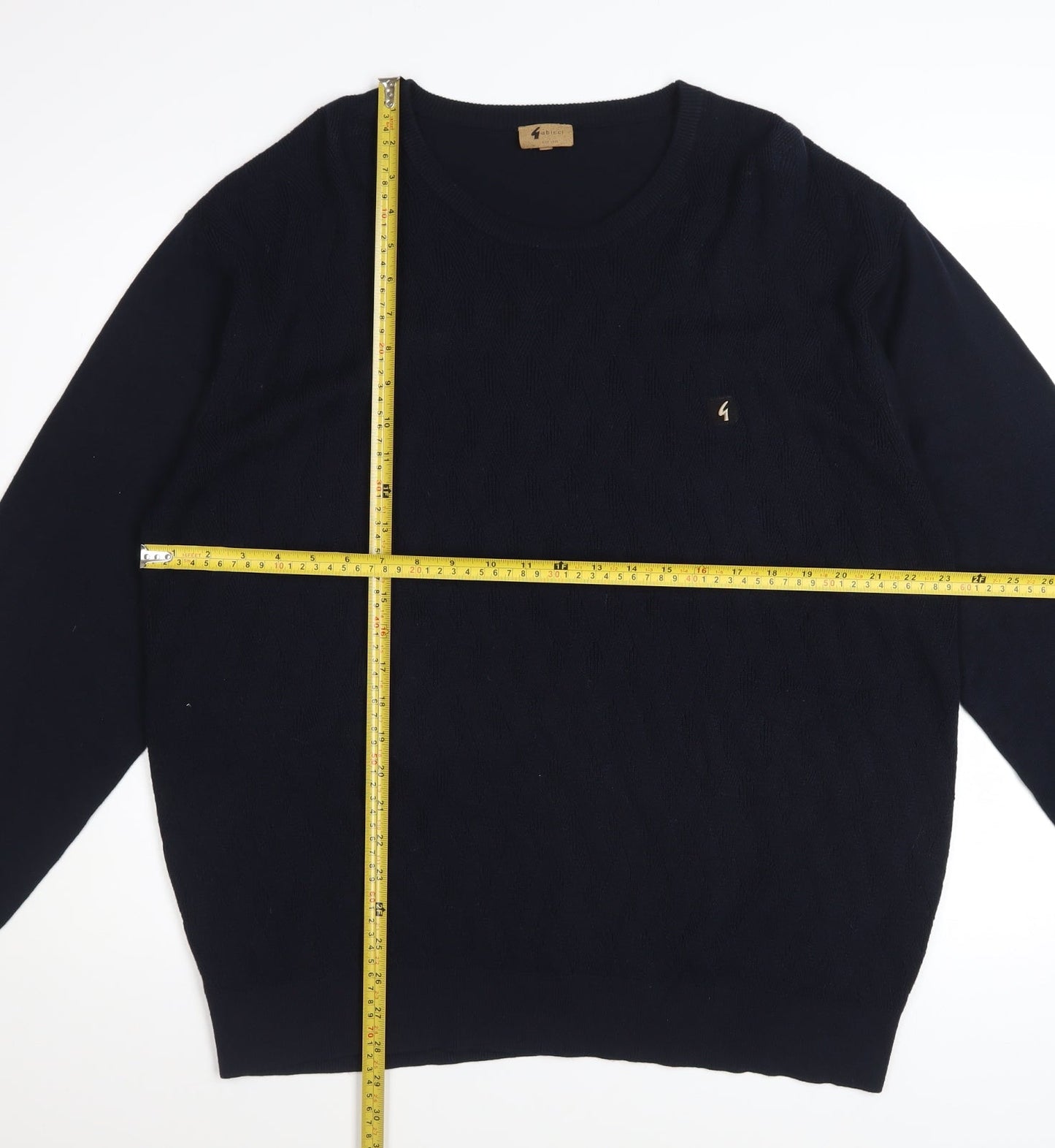 Gabicci Men’s Blue 2XL Crew Neck Cotton Acrylic Knit Jumper