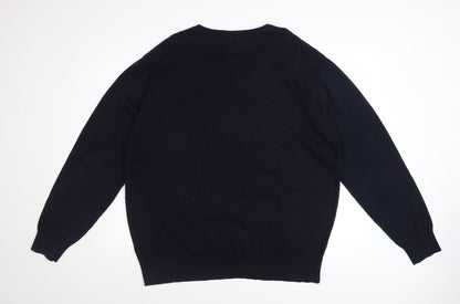 Gabicci Men’s Blue 2XL Crew Neck Cotton Acrylic Knit Jumper