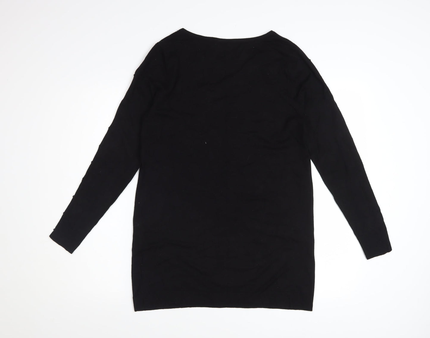 Wallis Women’s Black Size 14 Shift Dress Beaded Long Sleeve Knit