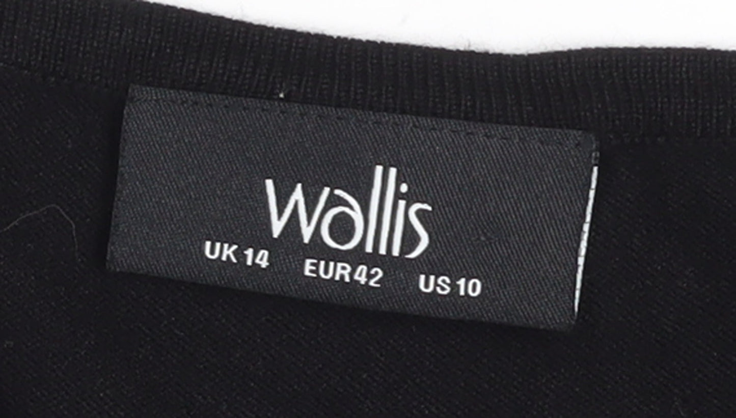 Wallis Women’s Black Size 14 Shift Dress Beaded Long Sleeve Knit