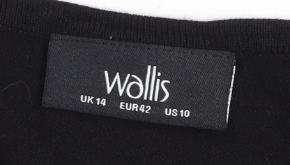 Wallis Women’s Black Size 14 Shift Dress Beaded Long Sleeve Knit