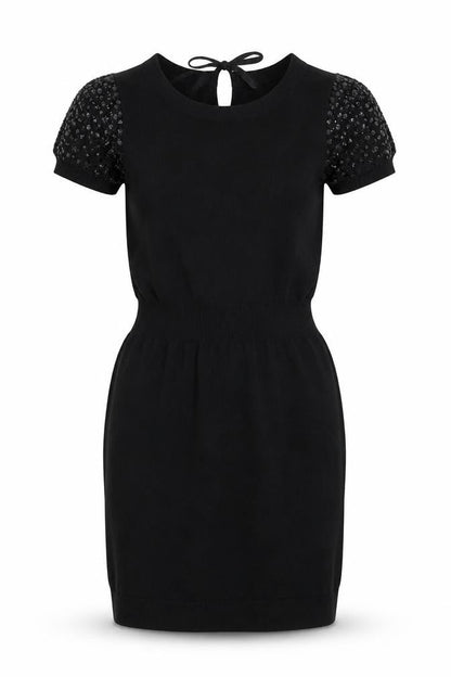 LOFT Women's Black Sequin Short Sleeve Bodycon Dress XS