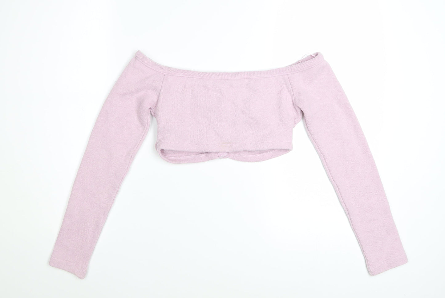 Zara Womens Pink Cropped Off Shoulder Knit Blouse Size S