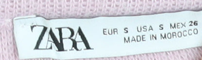 Zara Womens Pink Cropped Off Shoulder Knit Blouse Size S