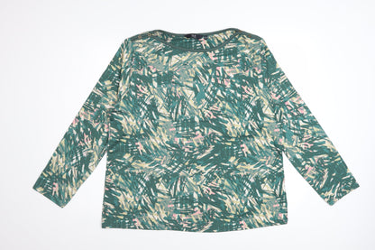 ISLE Women’s Green Abstract Long Sleeve Top Size 18 Stretch Jersey