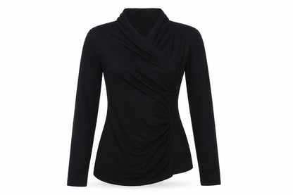 Peruvian Connection Women’s Black Wrap Jersey Blouse Size M