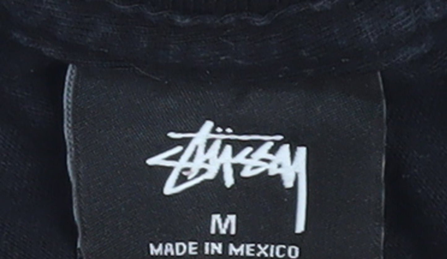 Stussy Men's Black Long Sleeve Graphic Crew Neck Cotton T-Shirt Size M
