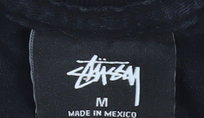 Stussy Men's Black Long Sleeve Graphic Crew Neck Cotton T-Shirt Size M