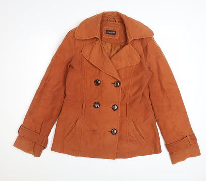 Principles Women’s Brown Cotton Pea Coat Size 12 Short Twill Jacket