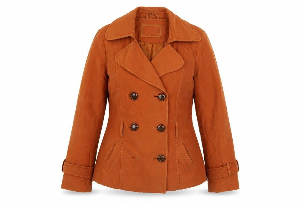 Principles Women’s Brown Cotton Pea Coat Size 12 Short Twill Jacket