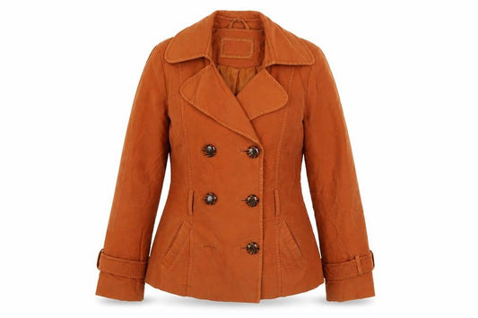 Principles Women’s Brown Cotton Pea Coat Size 12 Short Twill Jacket