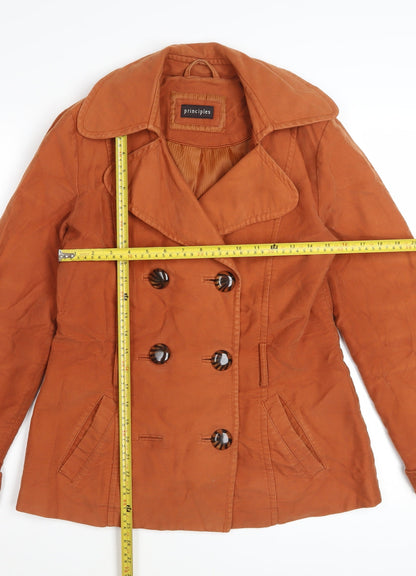 Principles Women’s Brown Cotton Pea Coat Size 12 Short Twill Jacket