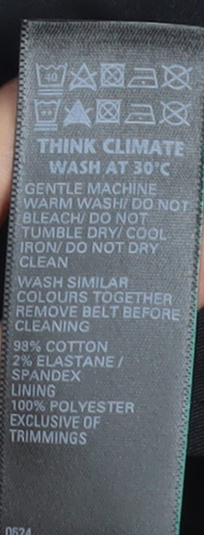 Marks and Spencer Womens Black Petite 14 Trench Coat Belted Mid-Length