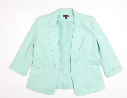 Missi London Women’s Green Blazer Size 12 3/4 Sleeve Lined Smart Jacket