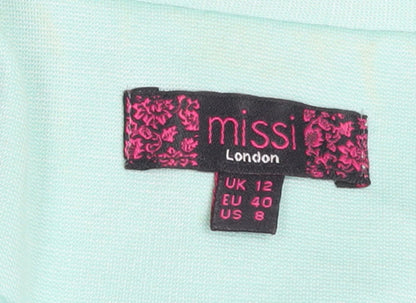 Missi London Women’s Green Blazer Size 12 3/4 Sleeve Lined Smart Jacket