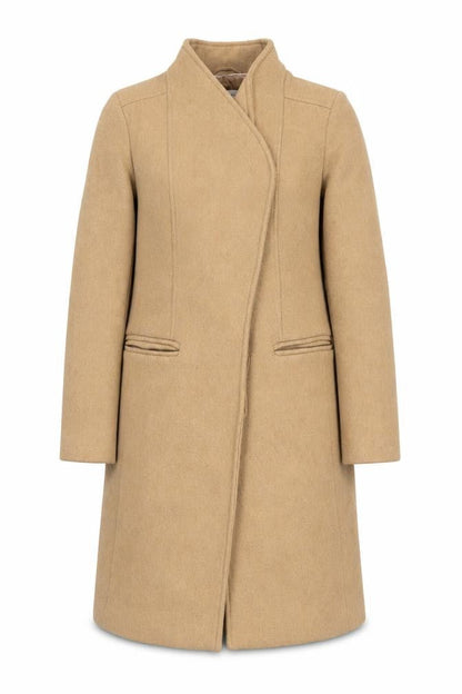 Monsoon Women’s Beige Wool Blend Long Overcoat Size 12