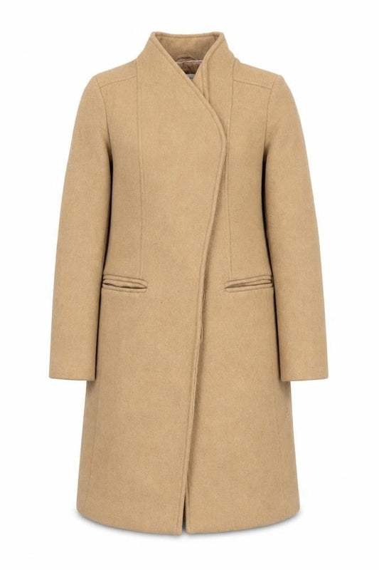 Monsoon Women’s Beige Wool Blend Long Overcoat Size 12